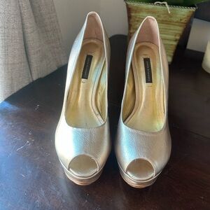 Michael Kors Gold Peep-Toe Heels